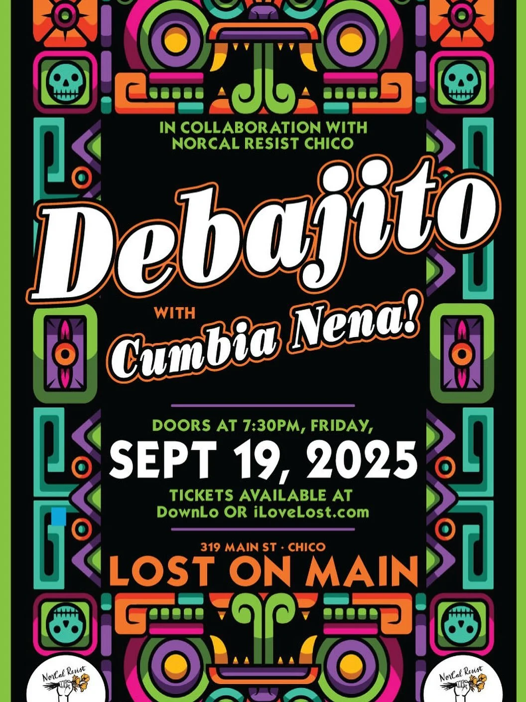 NEW SHOW ALERT! &iexcl;ANUNCIO DE CONCIERTO!🔥 

Debajito w/ @cumbianenaband in collaboration with @norcal_resist_chico at @lostonmainchico!

Come celebrate Latinx Heritage Month and the release of our new EP Entremundos! 

Ven a celebrar el mes de H