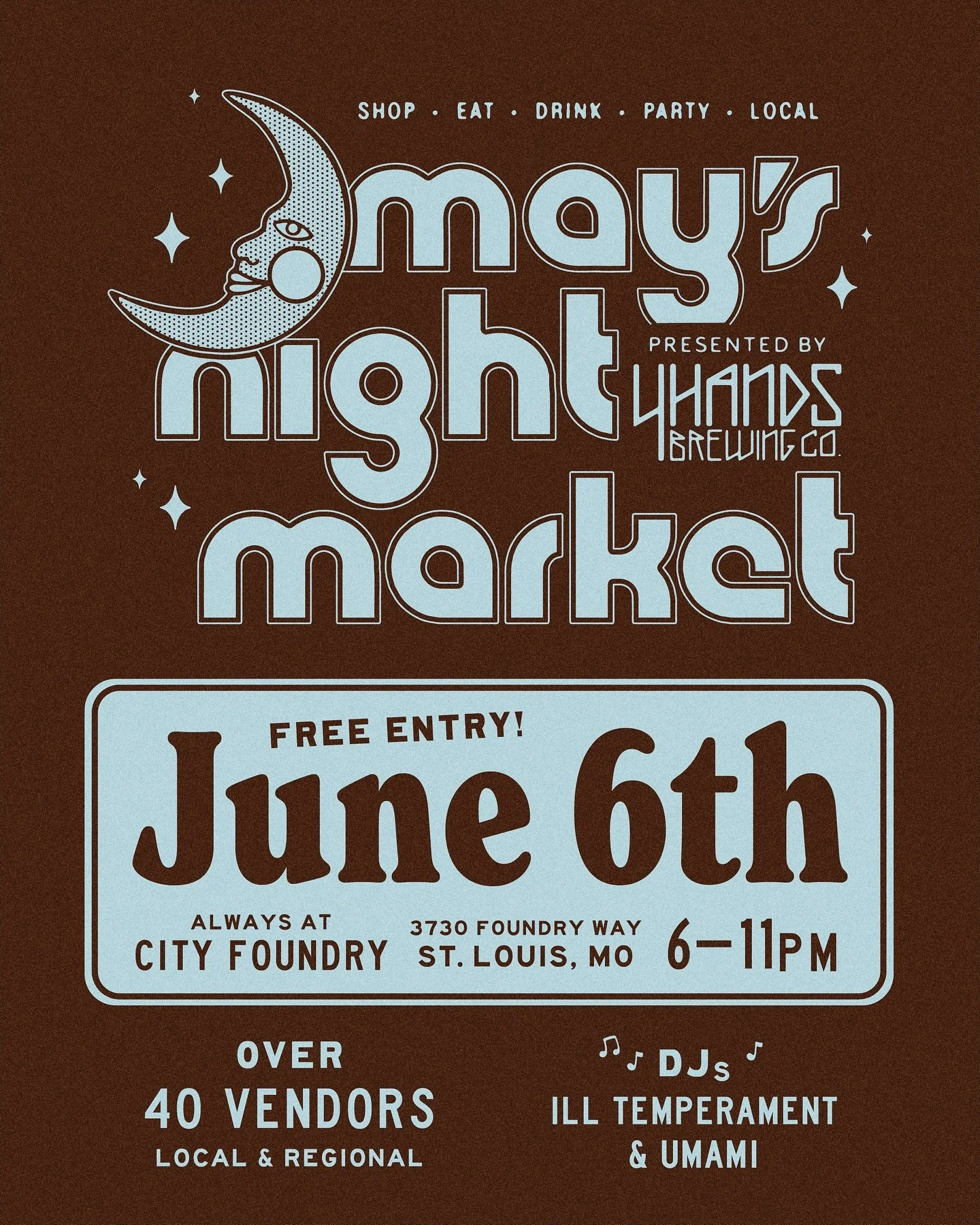 Back for its 8th season, #MaysNightMarket hosted by @maysplace_stl, presented by @4handsbrewingco, returns to @cityfoundrystl Friday June 6th in support of all things local. You won&rsquo;t want to miss this stacked lineup of 50 fresh faces and retur
