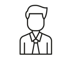Outline drawing of a man wearing a shirt and tie