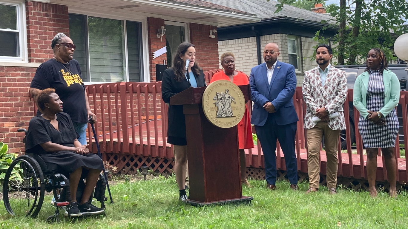 Ani speaking at the inauguration of Detroit's Home Accessibility Repair Program