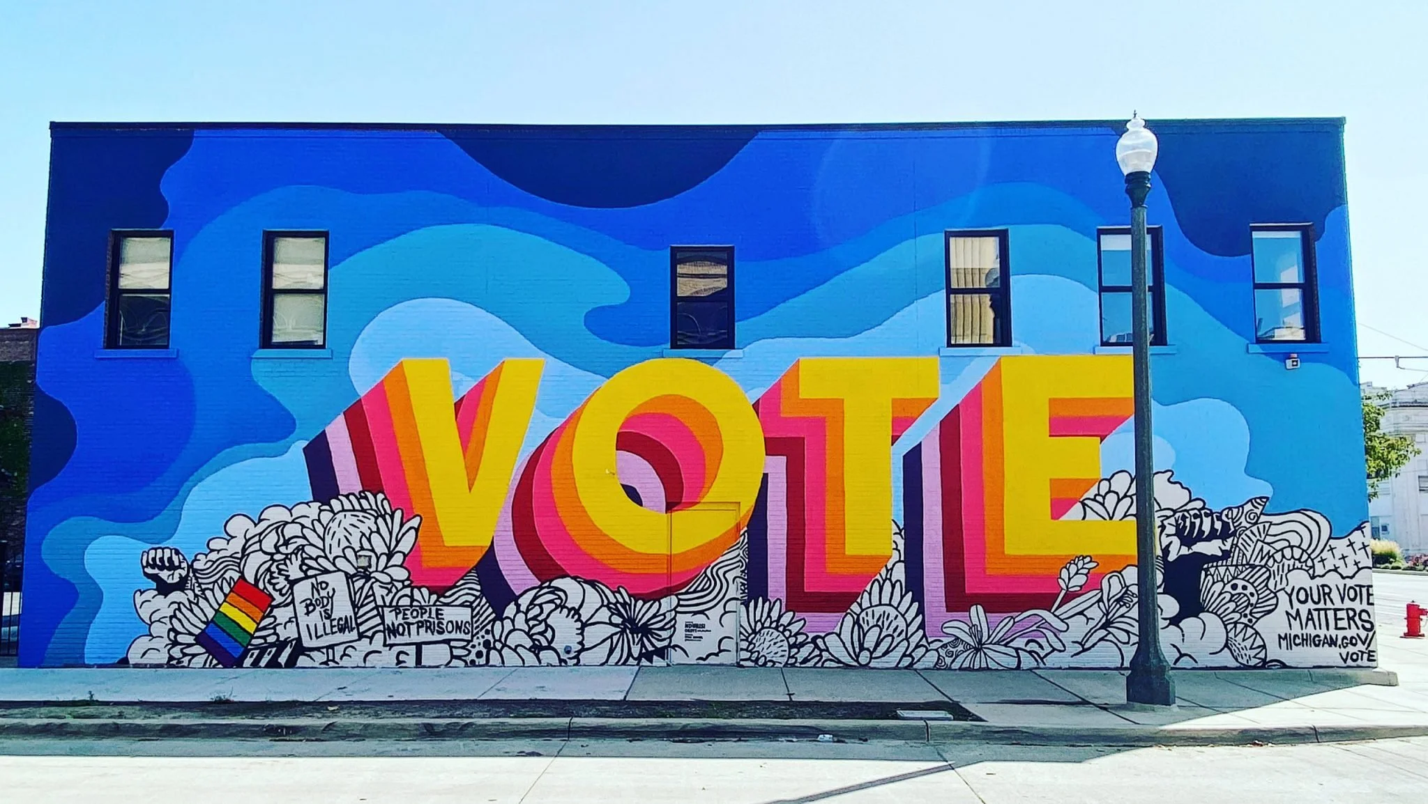 A vote mural in Detroit by Ndubisi Okoye