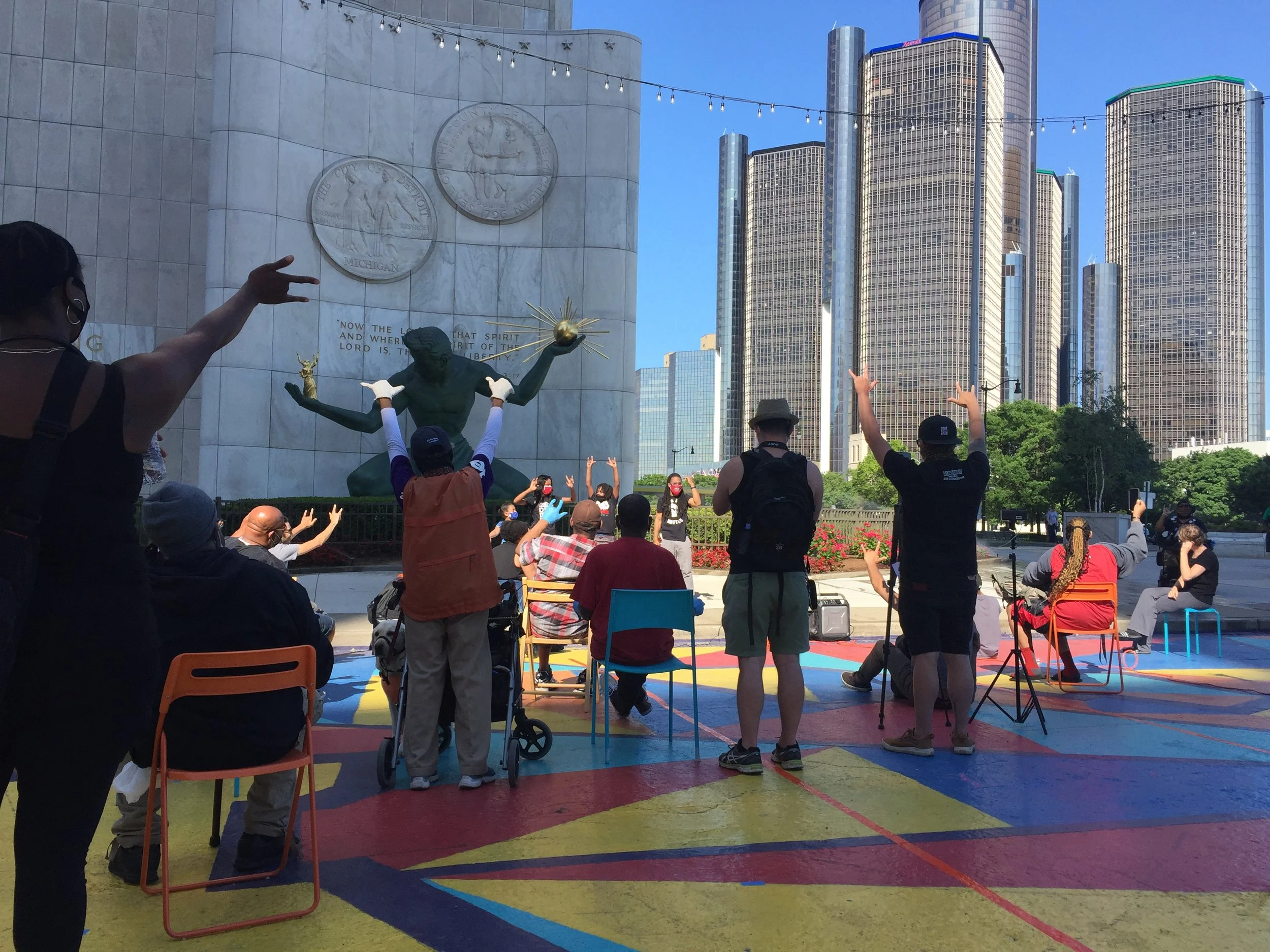 Black Disbled Lives Matter Rally in front of the Spirit of Detroit