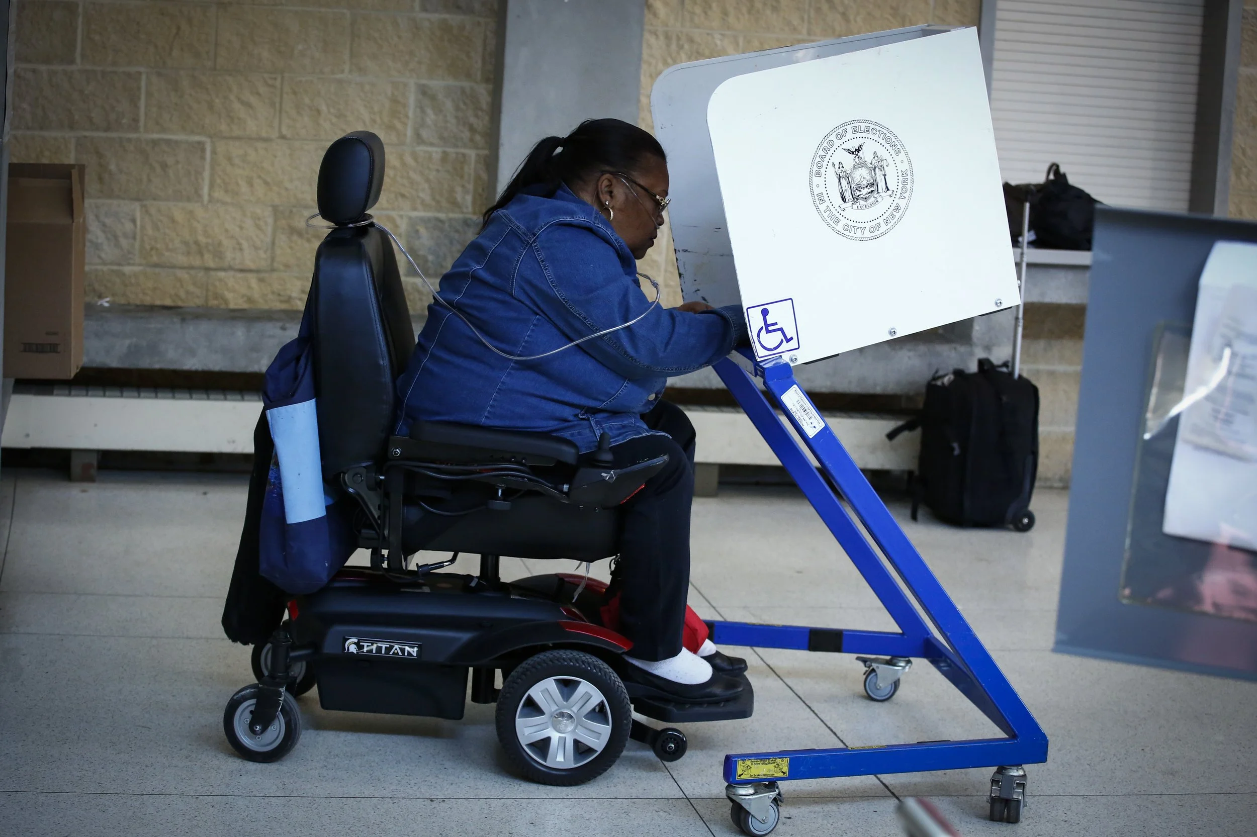 Disabled voter at the polls