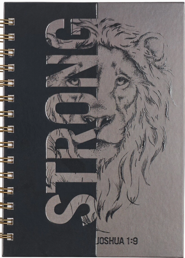 Journal Wirebound Black/Gray Be Strong Josh. 1:9