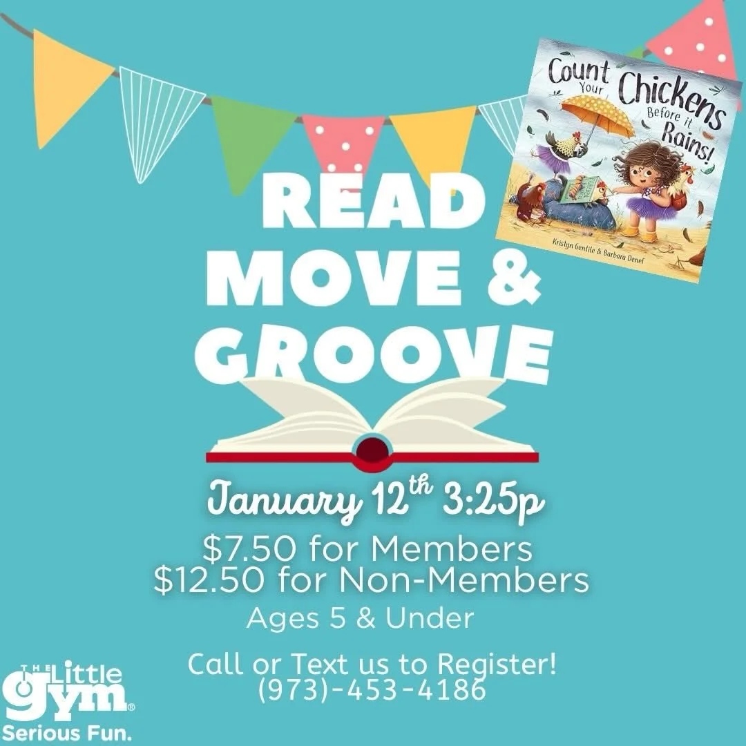 Read, Move &amp; Groove author visit! 📖 

Come to Story time at the gym where author Kristyn Gentile will come and read her book &ldquo;Count Your Chickens Before It Rains.&rdquo;

&ldquo;Count Your Chickens Before It Rains,&rdquo; a story filled wi