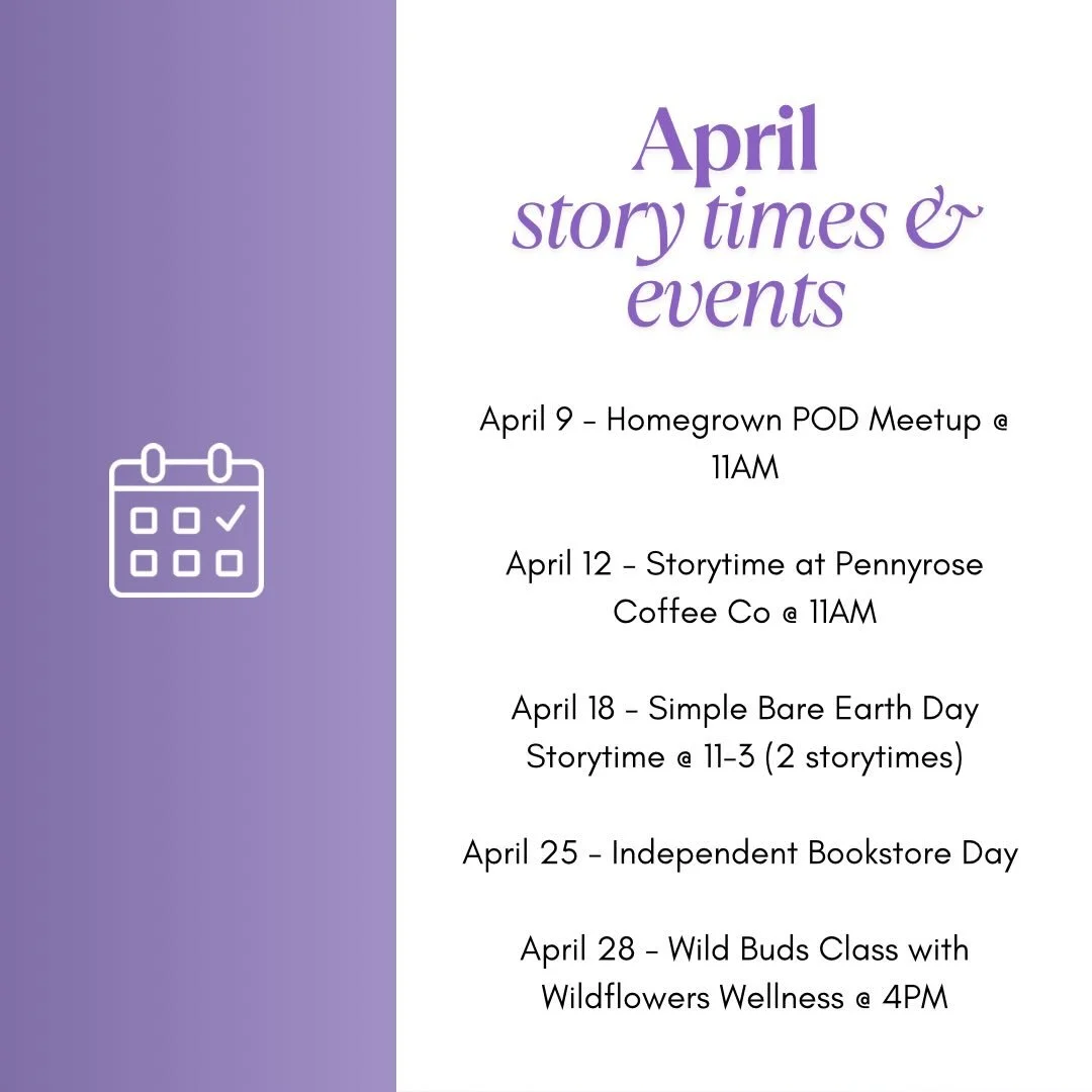 Happy April 🌷☀️

We&rsquo;ve got some exciting events &amp; storytimes this month!
Which one will I see you at ?! 

My spring &amp; summer schedule is booking up! If you want to schedule a story time or have an event you think this book would fit pe