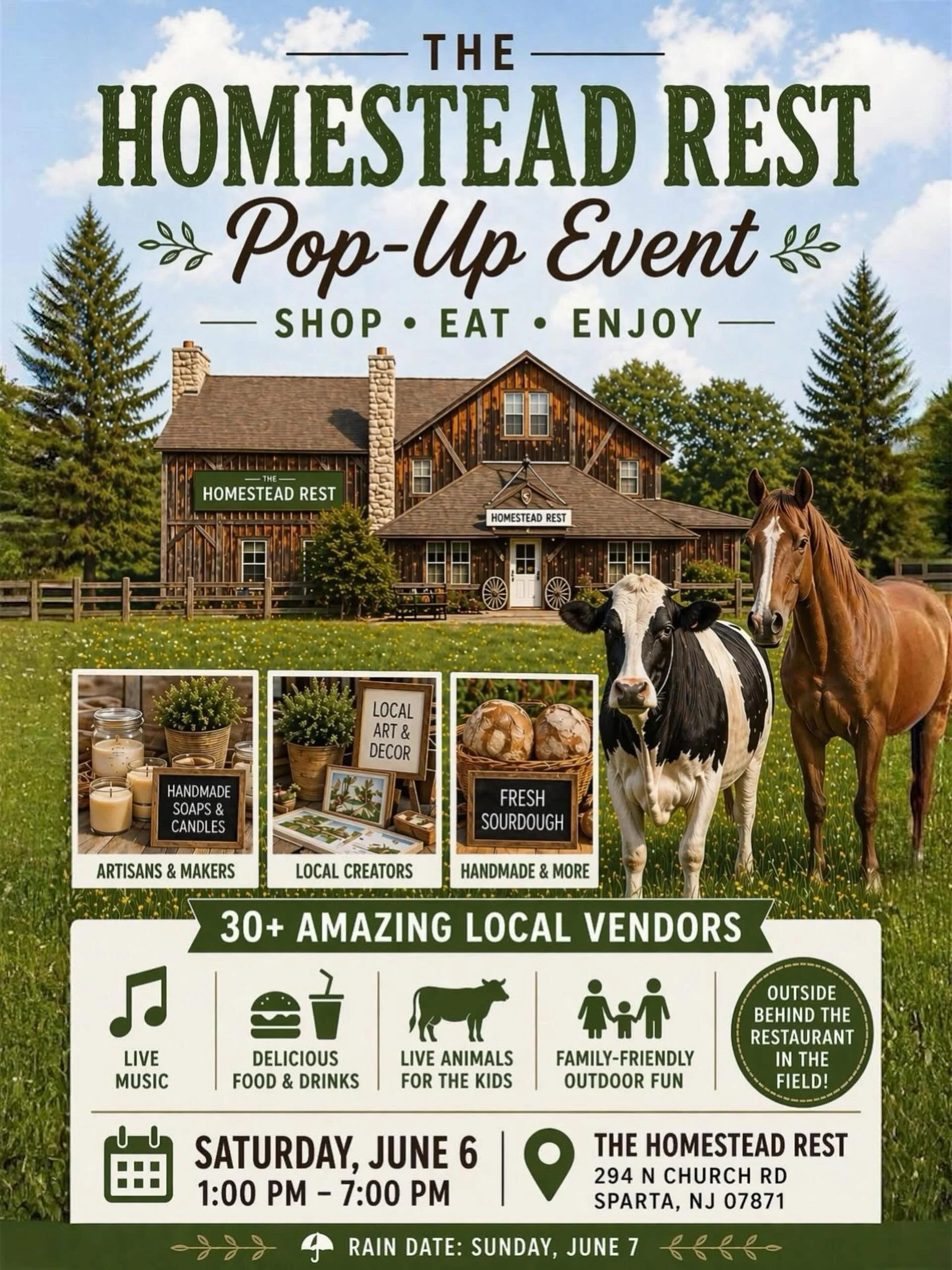 The Homestead Rest Pop Up Event ✨☀️ @homesteadrest 

Come shopping with 30+ vendors !
Eat some delicious food !
Check out the live animals! 

I&rsquo;ll have a table all set up selling my children&rsquo;s books! 

Come say hi &amp; enjoy the family f