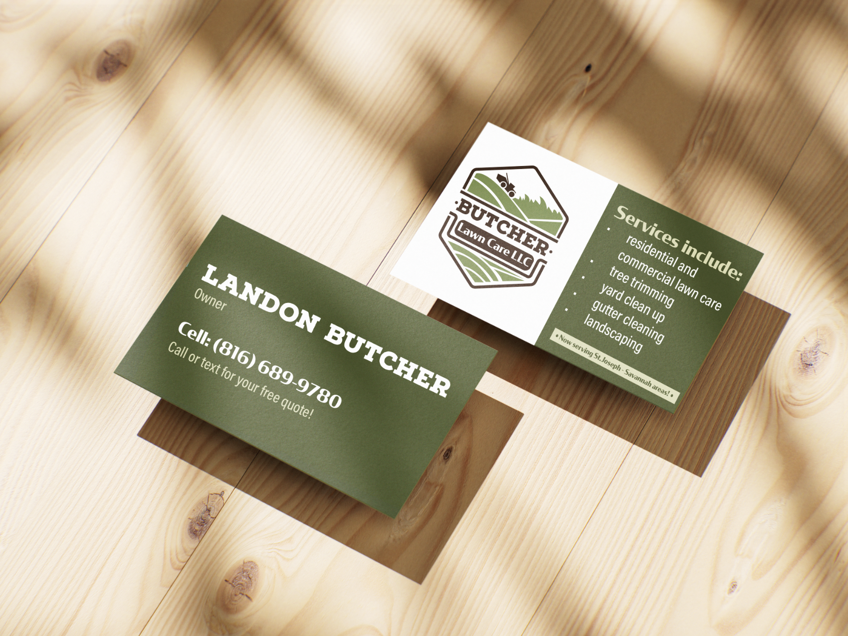 Business card front and back