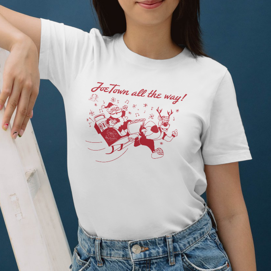 JoeTown t-shirt for the Christmas in July game