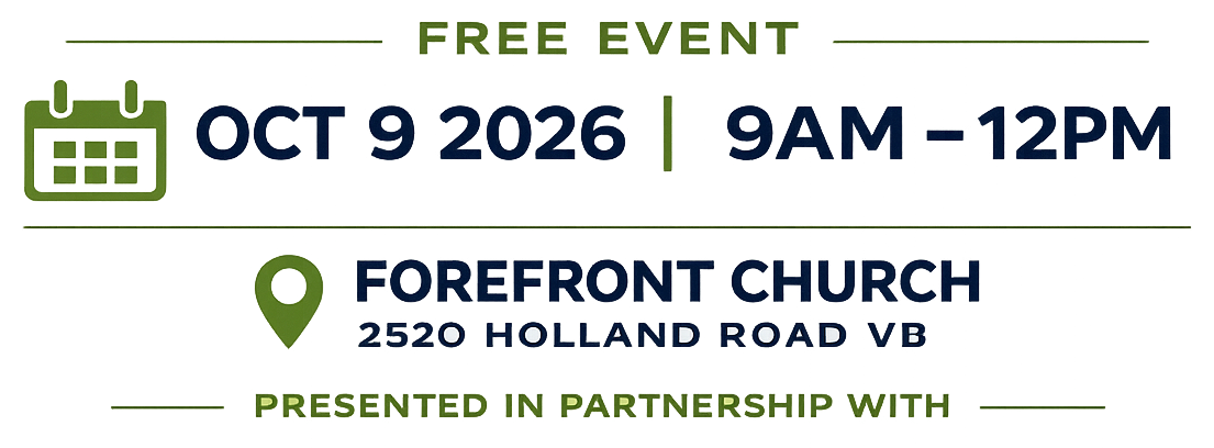 Free event on October 9, 2026, from 9 AM to noon at Forefront Church in Virginia Beach