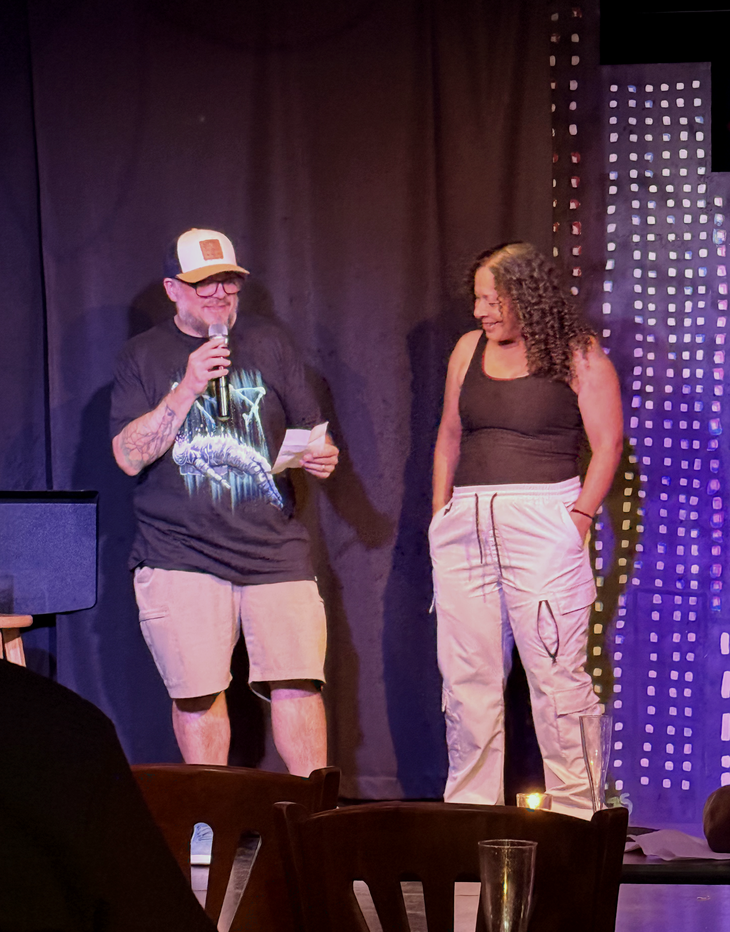 Chris Conley speaking during a Vent Session improv comedy event