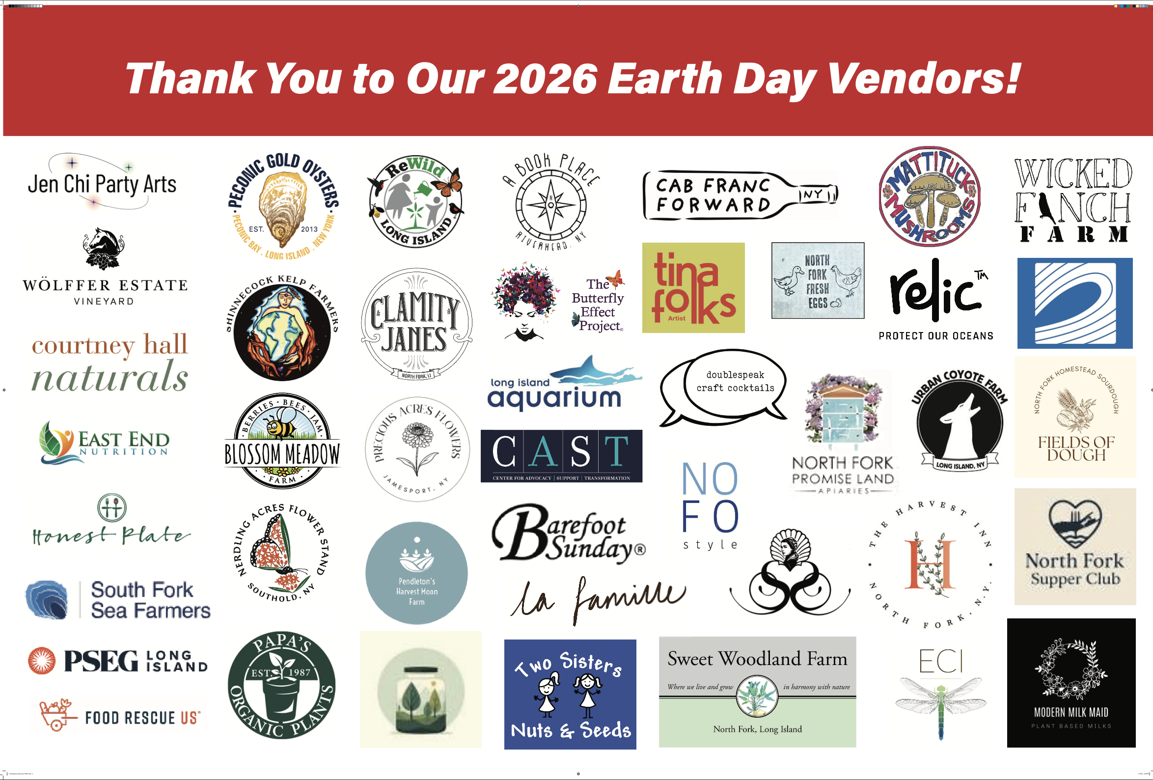 Sweet Woodland Farm   Jen Chi Party Arts   Doublespeak Cocktails  PSEG Long Island  Surfrider Foundation Eastern