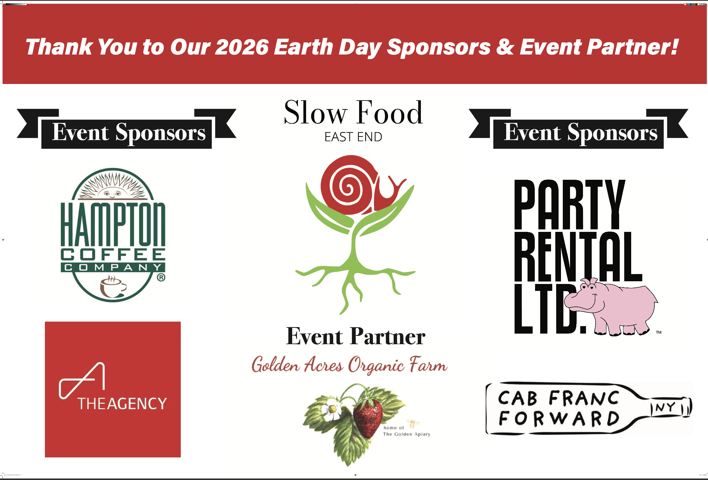 Event sponsors Hampton Coffee The Agency, Golden Acres Organic farm Party rental limited cab franc forward