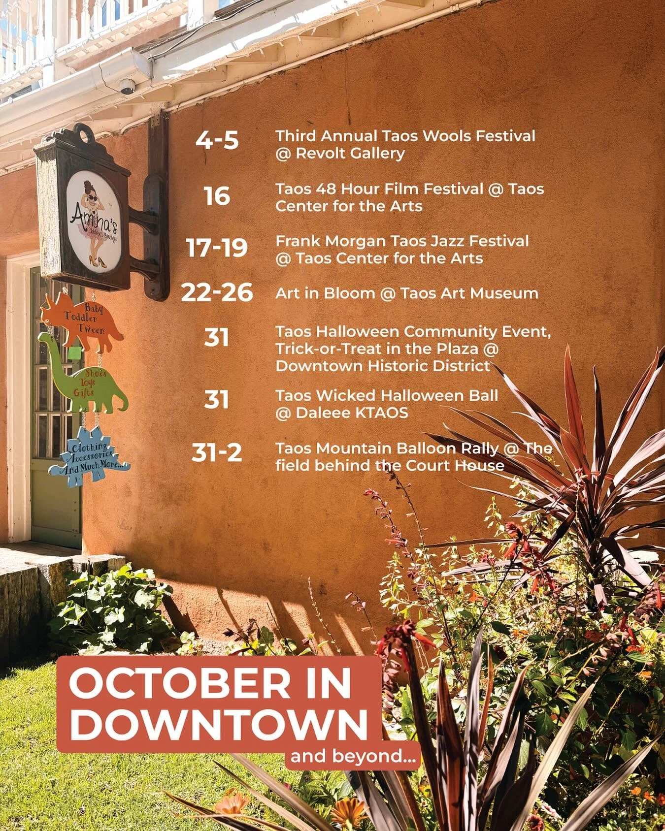 🎃🍂 October in Taos is bursting with fall fun! This month, we&rsquo;re venturing beyond the MainStreet District to include all the family-friendly happenings across town. And by Halloween, the Plaza construction should be complete, just in time to b