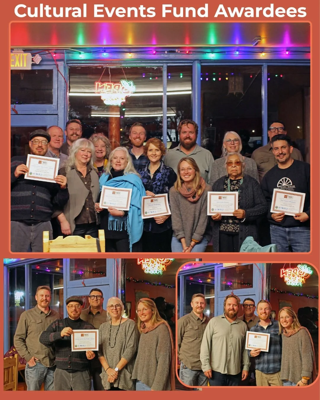 On January 29th, we celebrated the first Cultural Events Fund awardees at an Awards Ceremony! 🎉 

Taos MainStreet is excited to honor these 8 awardees and their inspiring, community-driven projects, which bring creativity, culture, and connection to