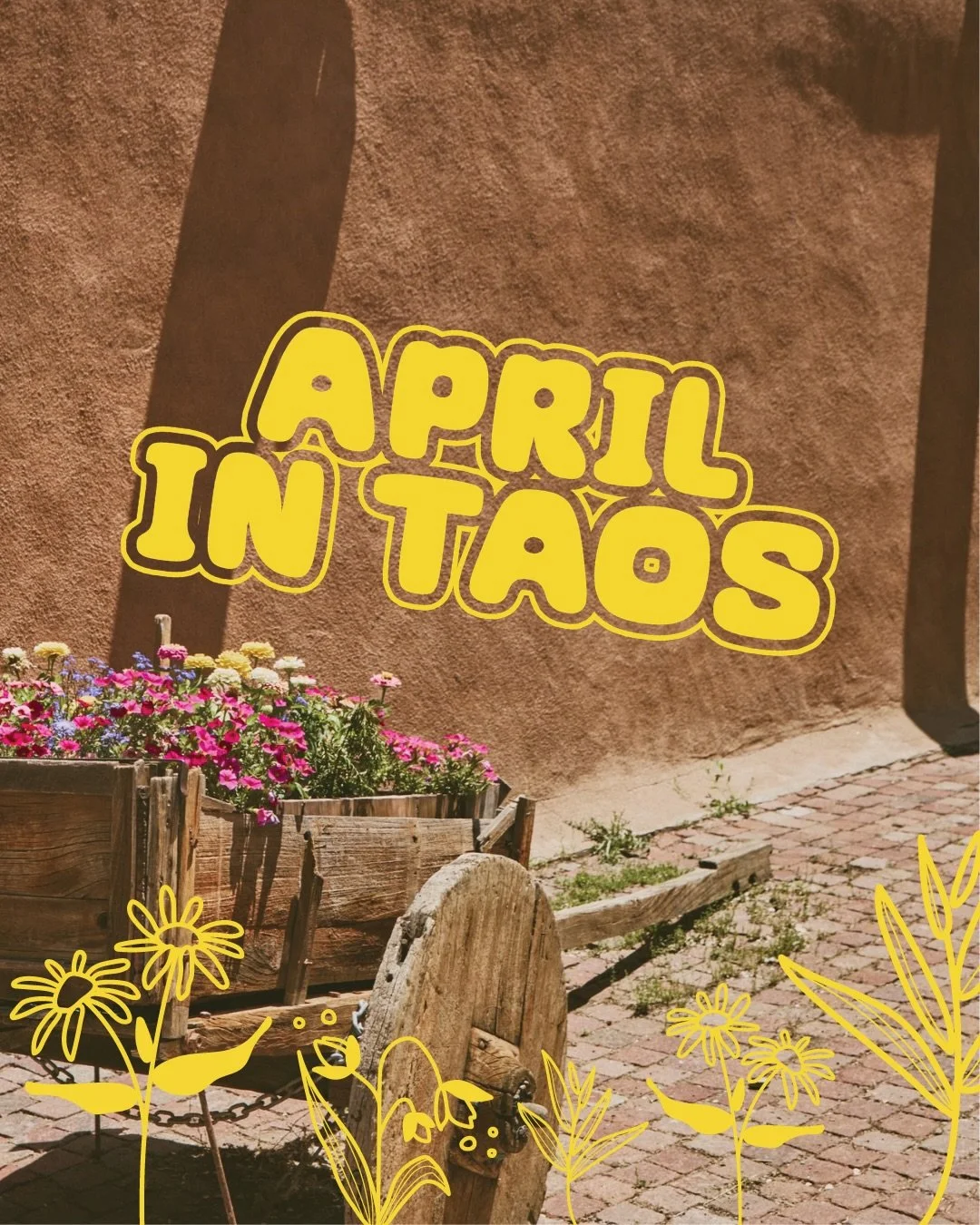 How fitting that April 1st brings April showers! 🌧️ 
Taos never sleeps even in off season. With all NM ski resorts closed for the season, the town of Taos picks up in events. Daily, weekly and monthly happenings throughout the town of Taos. Here are