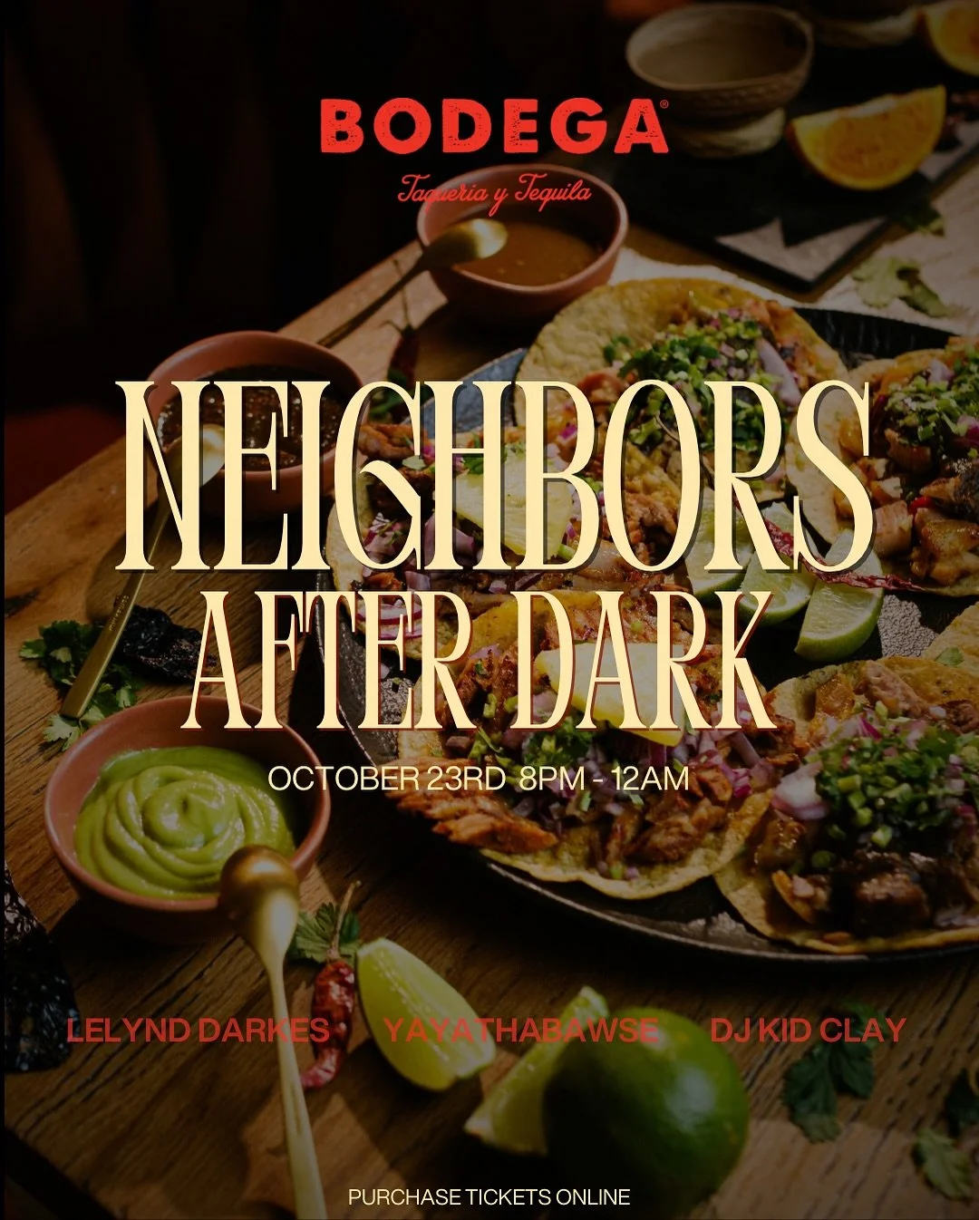 Come through our next Neighbors After Dark event at @bodega in West Loop 👀✨ We have a very special line up, with sounds all the from DC - one you don&rsquo;t wanna miss. 🤎

Setting the mood for us on 10.23 

@lelynddarkes 
@yayathabawse 
@djkidclay