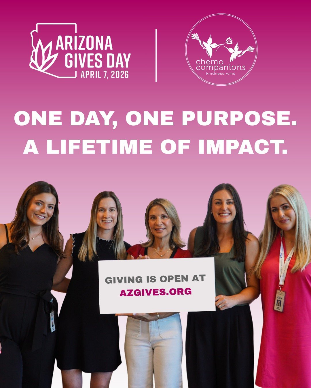 Early giving is open for Arizona Gives Day, meaning you don&rsquo;t have to wait until April 7 to support. Everything we do, from comfort bags to events like Gather &amp; Grow, is because people like you choose to show up for their community. Visit a