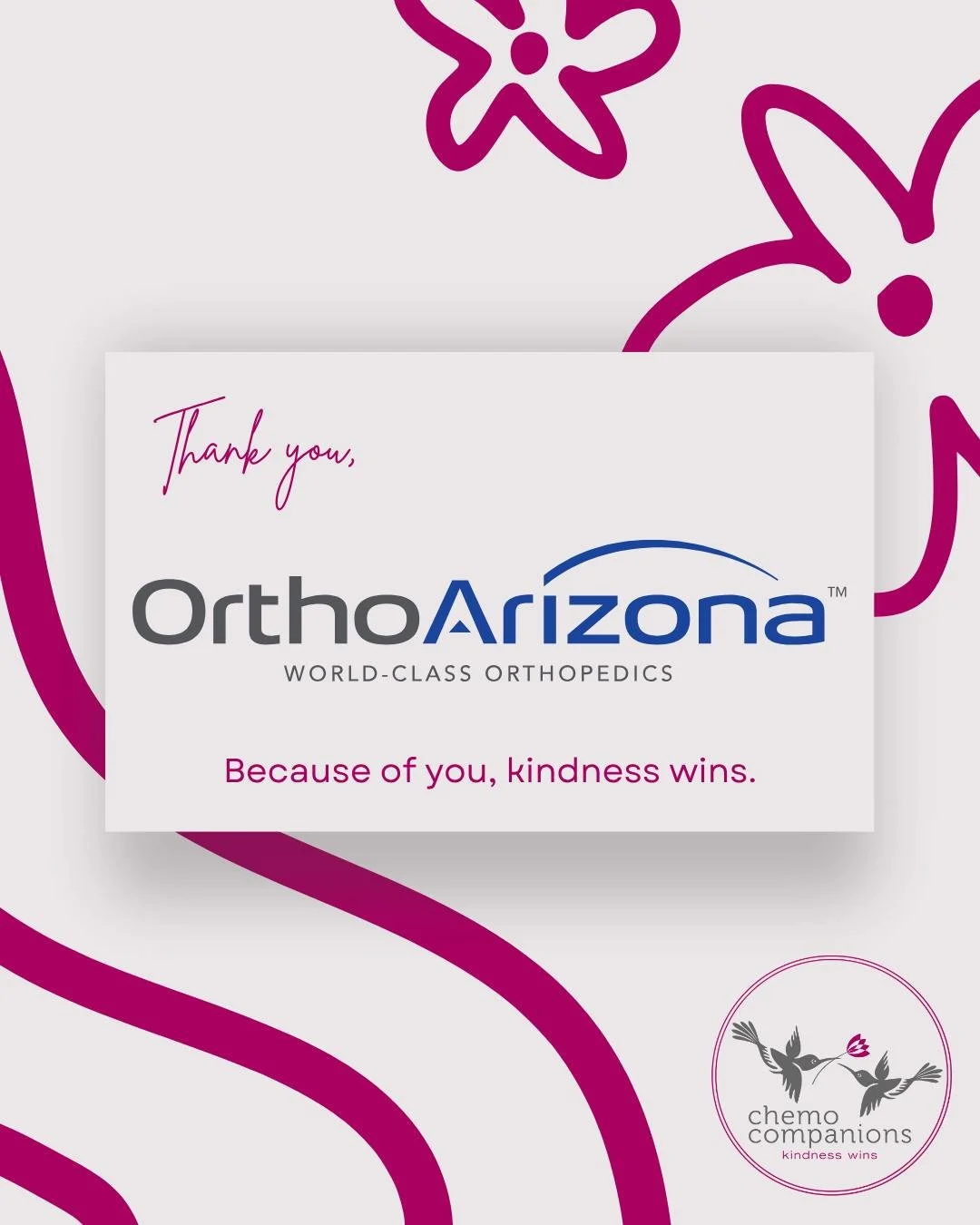 Thank you to @orthoarizona for their generous $5,000 sponsorship, helping us provide 100 bags to patients going through treatment! Because of your support, we&rsquo;re able to show up for patients during some of their hardest days. And to the volunte