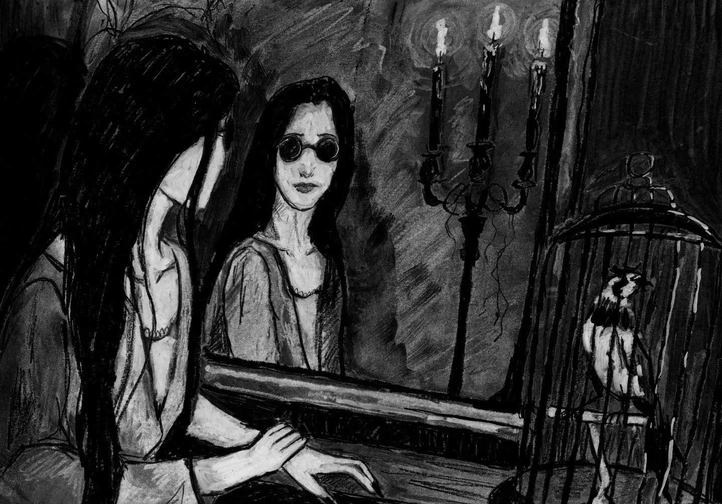 ~ 'The beautiful queen of the vampires sits all alone in her dark, high house...The perennial sadness of a girl who is both death and maiden' ~ 
My second image for Angela Carter's 'The Lady of the House of Love' 🖤🤍

#charcoaldrawing #gothic #angel