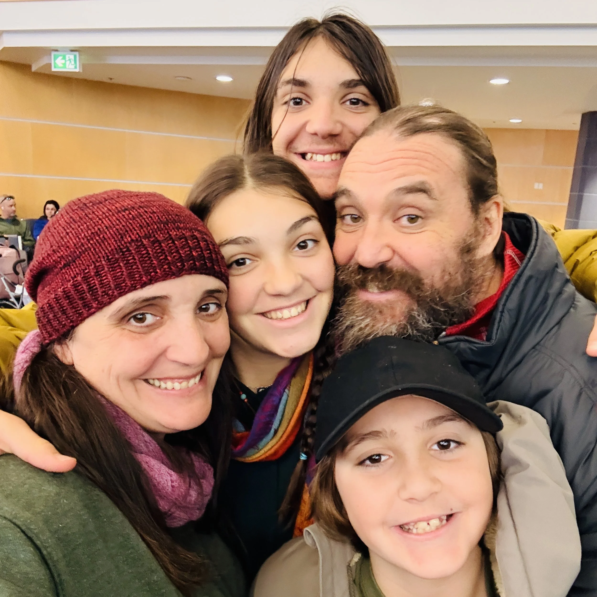 Family hug in Canada