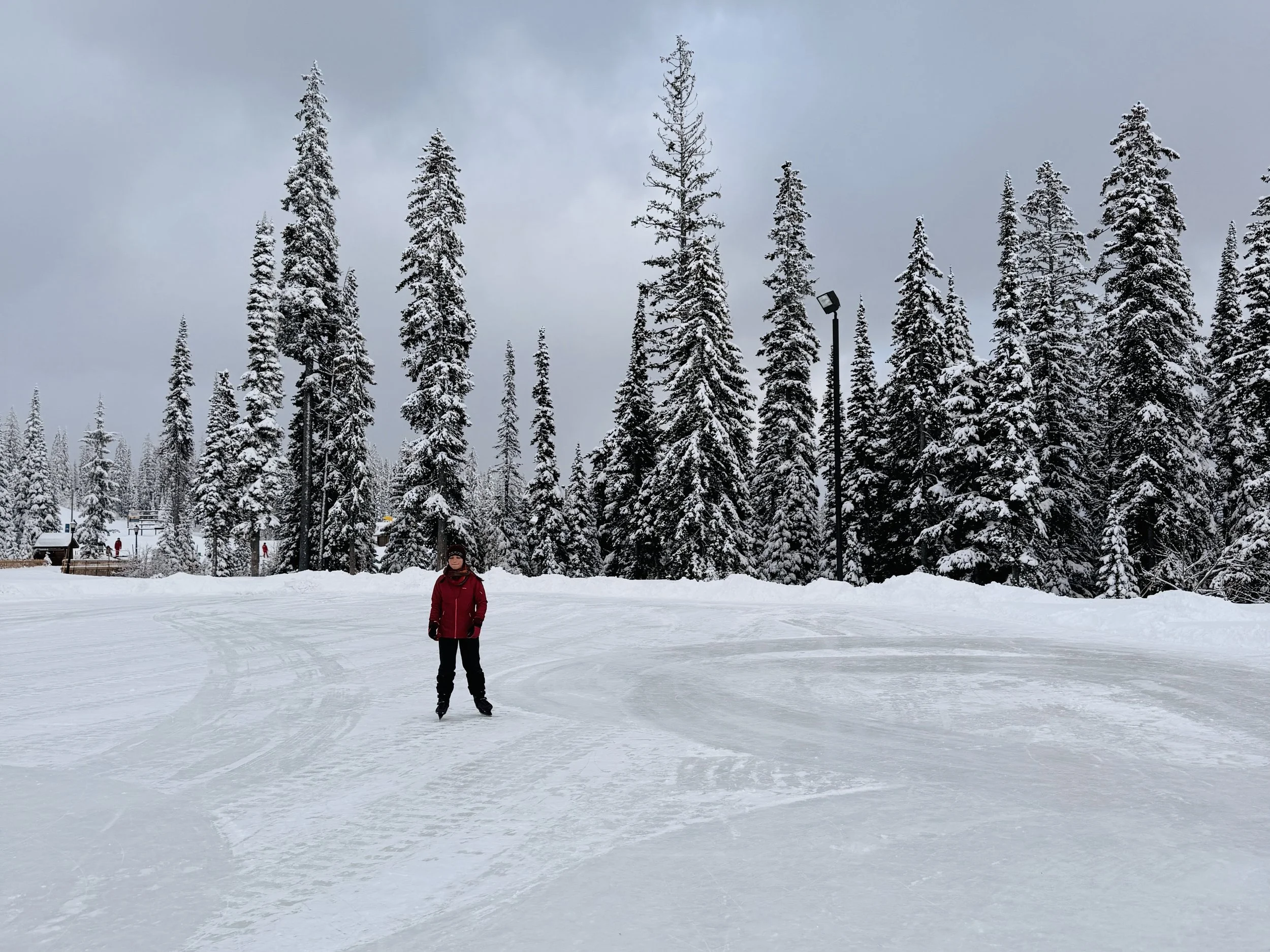Ice skating outside in Big White, Canada