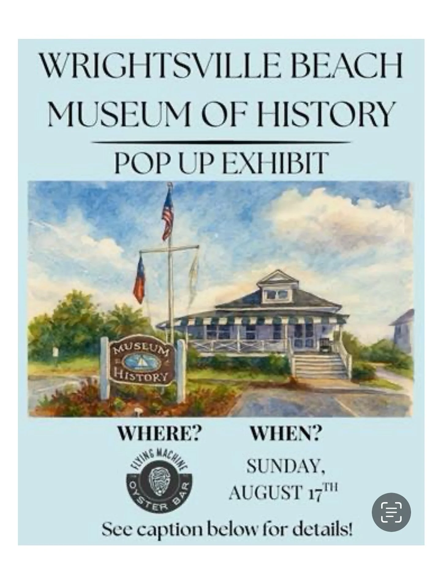 Today! 

Come by the Oyster Bar for an all-day exhibit by @museumwrightsvillebeach. Take in some of our amazing island community&rsquo;s rich history while enjoying @flyingmachinebrewing beers and delicious eats. 

From 4-6pm, our wine vendors are ho