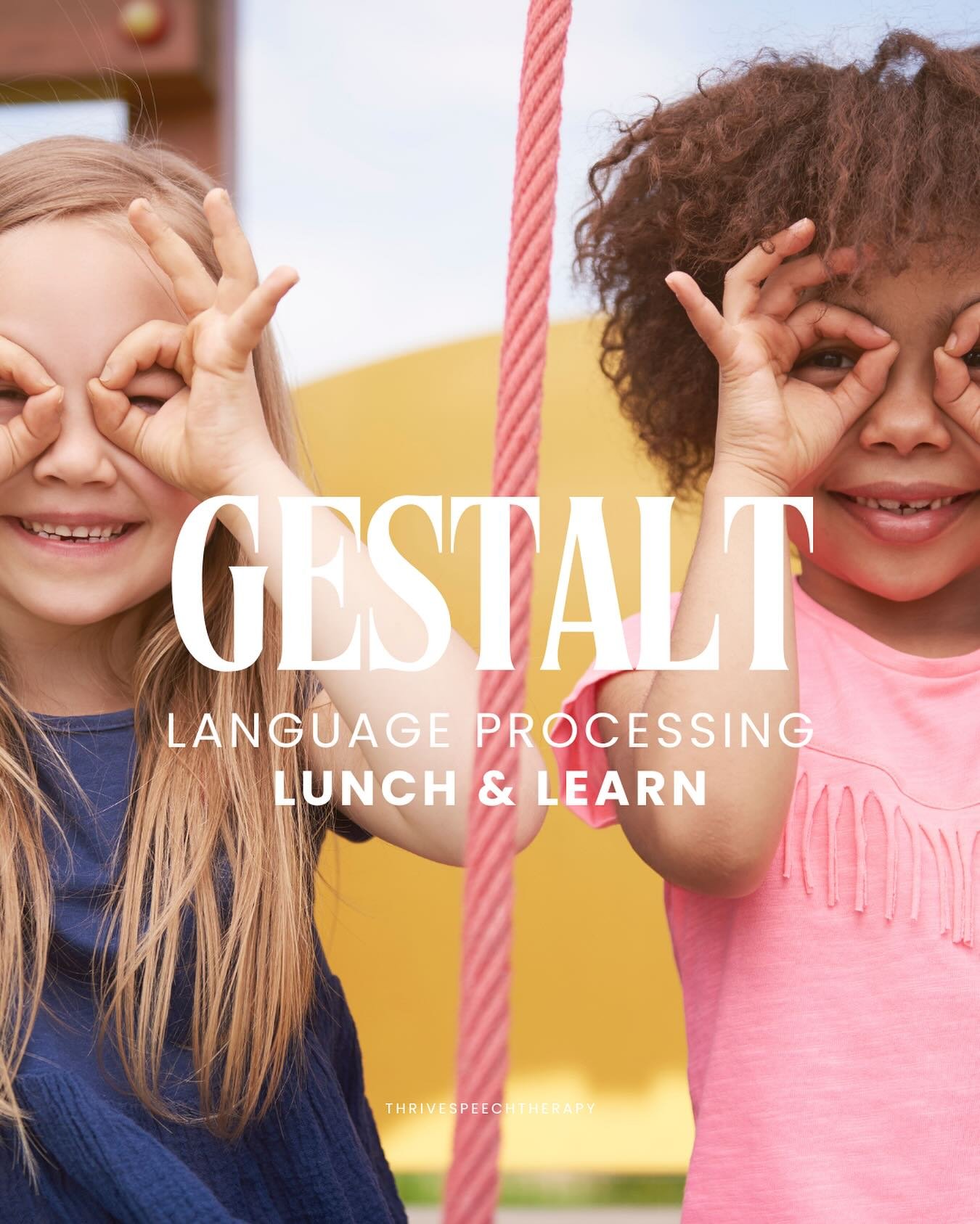 LUNCH &amp; LEARN THIS FRIDAY 
Wondering what Gestalt Language Processing really means and how it applies to your child?
Join Ashley Kramer, M.S., CCC-SLP for a practical, parent-friendly introduction to this affirming approach to language developmen