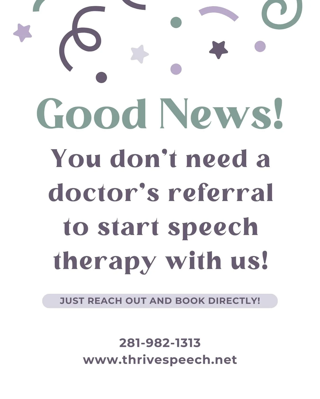 Wondering if your child needs speech therapy, but waiting for a referral?
You don’t have to.
Families can contact us directly to ask questions, book a consultation, or get started with services - no referral needed.
The sooner we begin, the s
