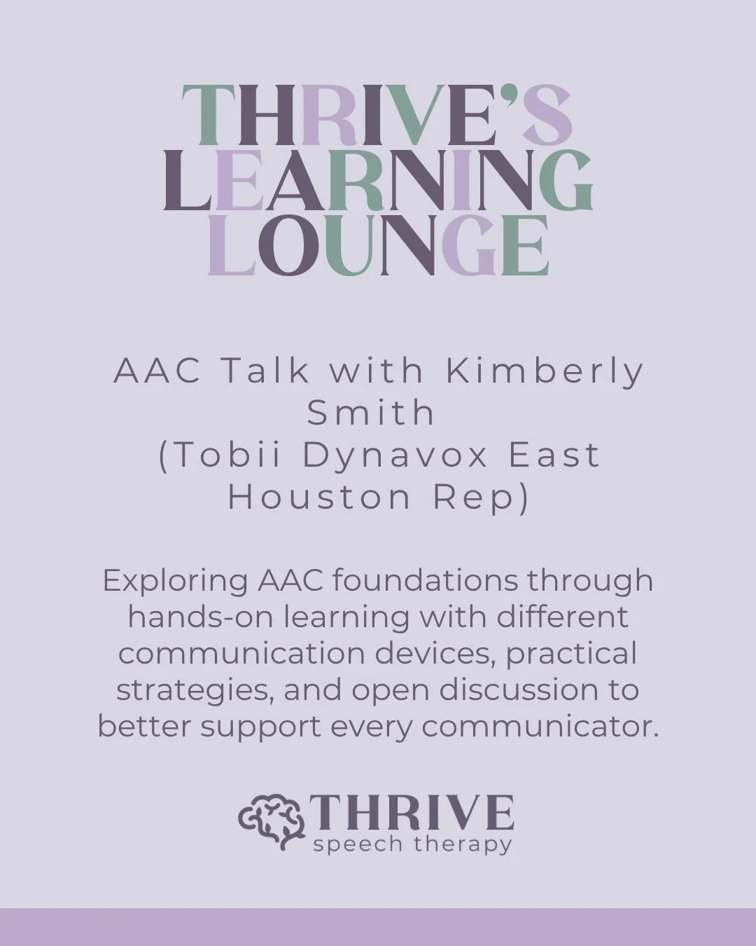 Another Learning Lounge in the books! 💬✨

This month, our team dove into AAC with a hands-on, interactive training. We learned more about the foundations of AAC, explored different communication devices, asked questions, and had the chance to try th
