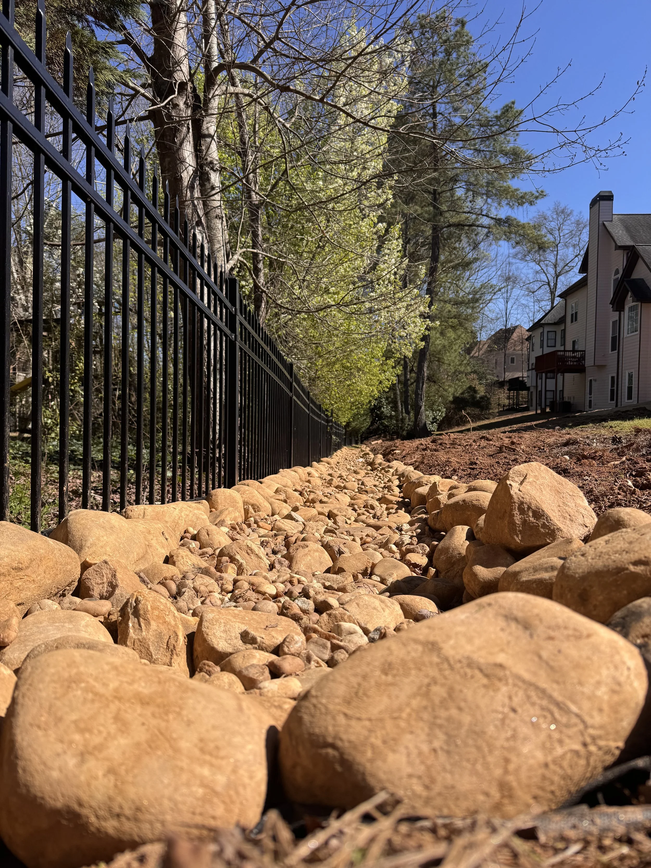 River Rock Drainage Swale