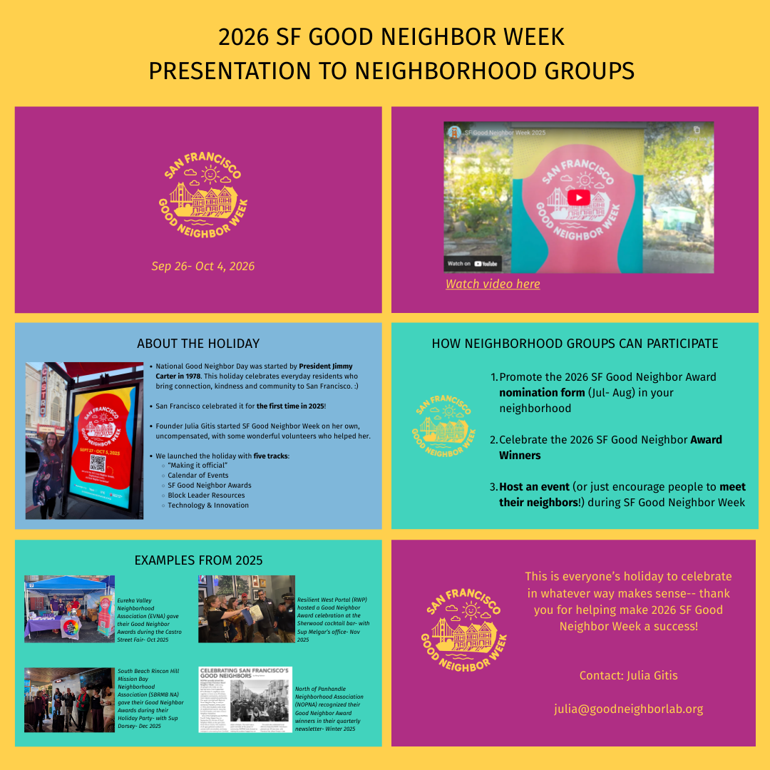 Presenting to San Francisco neighborhood groups