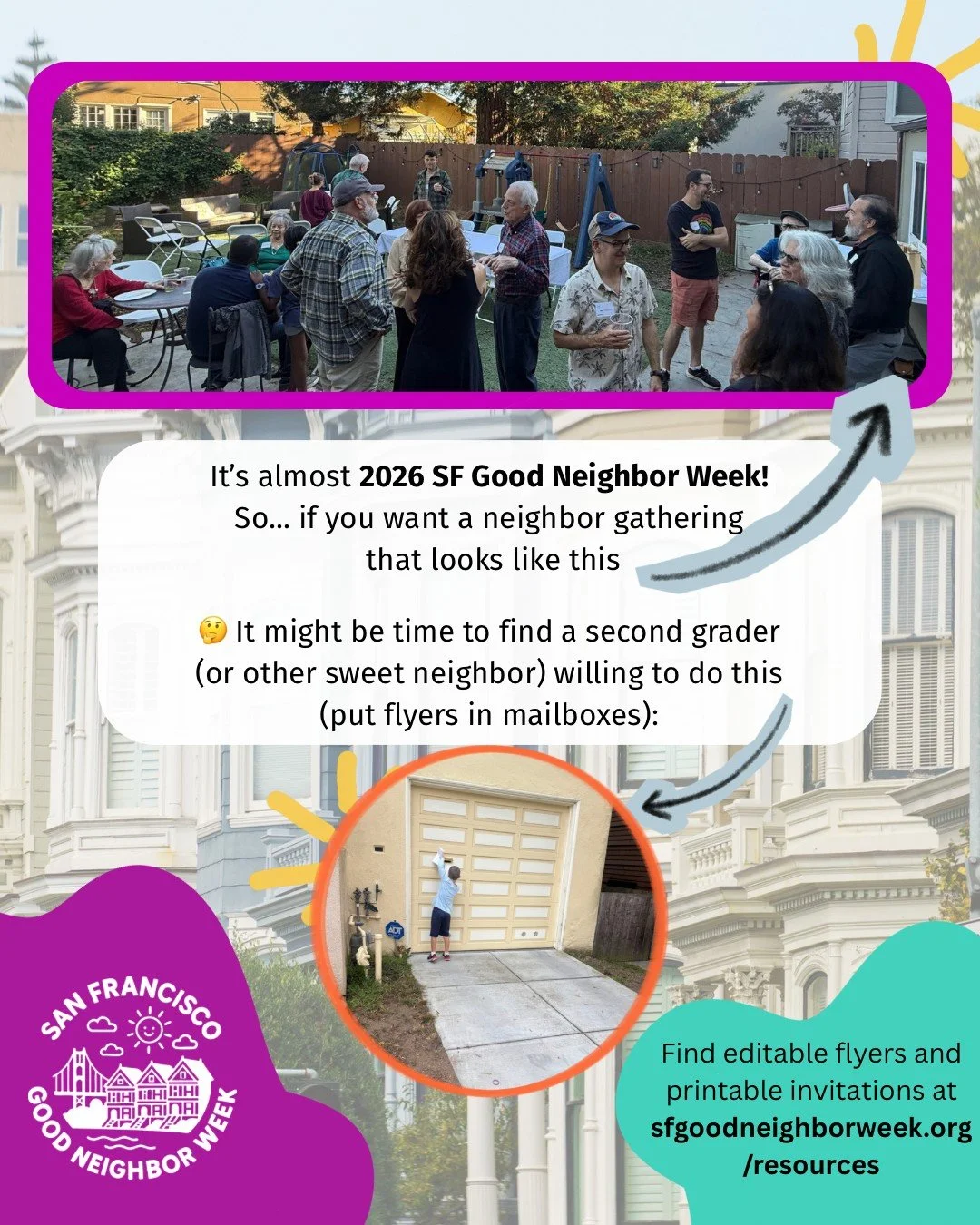 @sfgoodneighborweek is Sep 26 - Oct 4. Who will you invite?