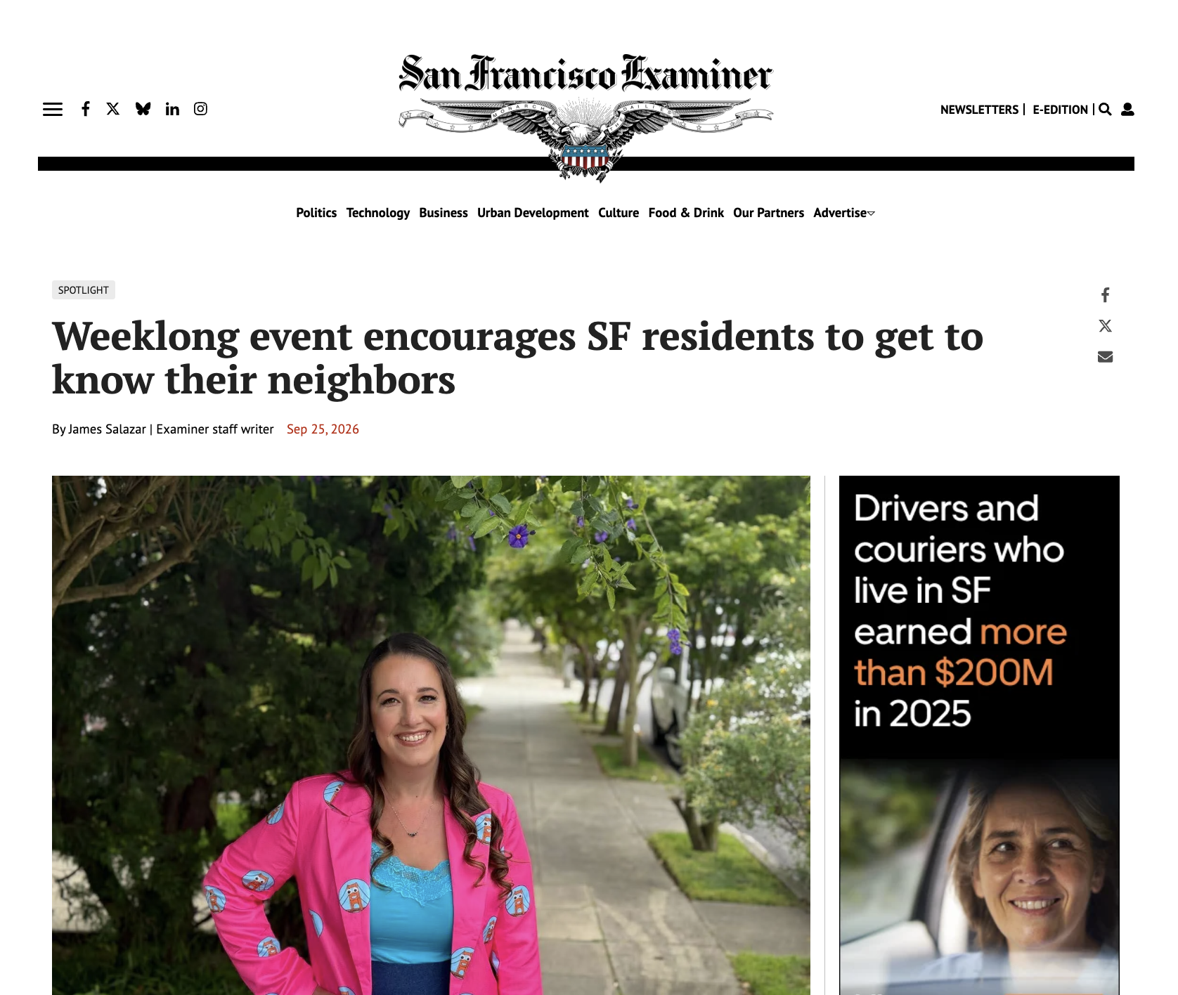 (Sep 25, 2026, SF Examiner) Weeklong event encourages SF residents to get to know their neighbors