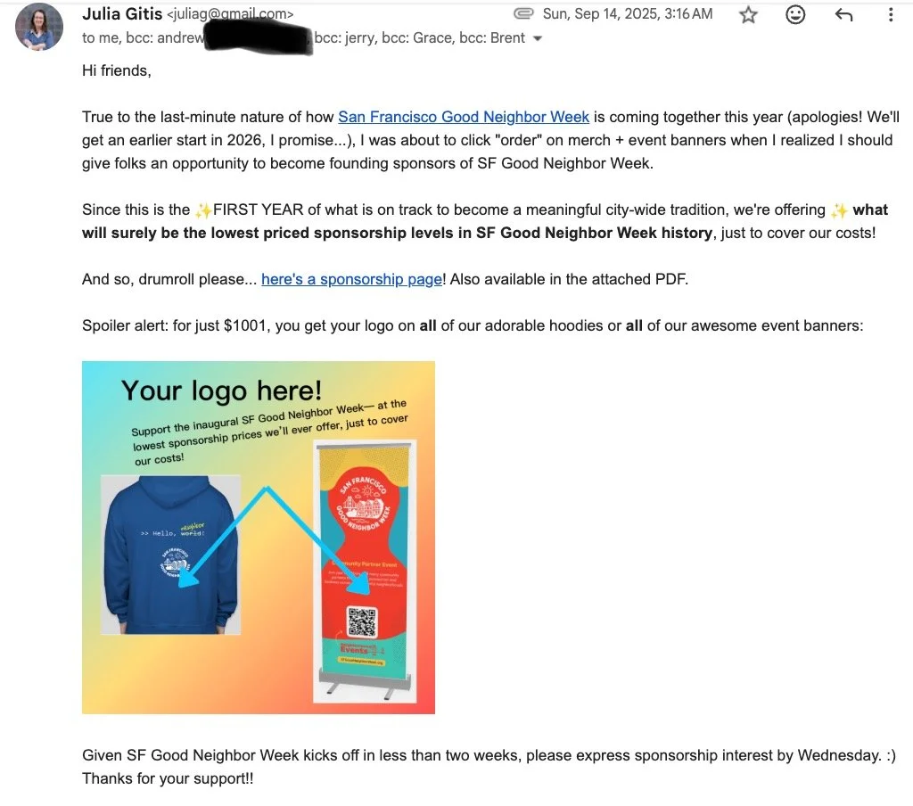 Email to potential sponsors