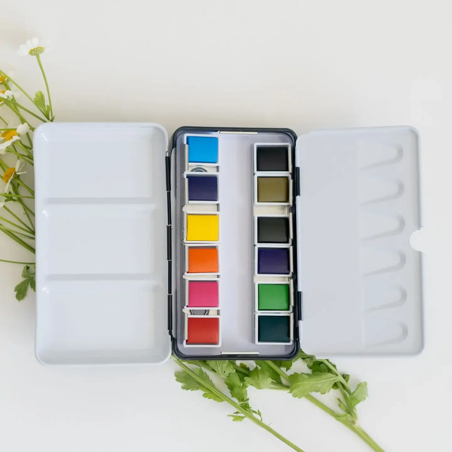 12 COLOR MINI-TRAVEL WATERCOLOR PAINT PALETTE