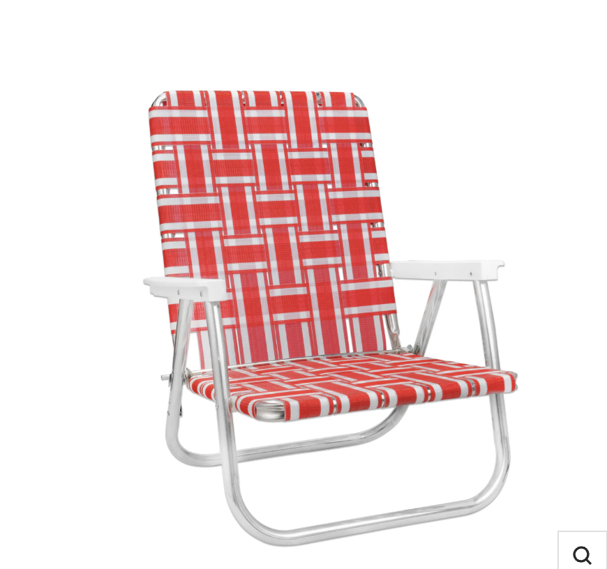 BEACH LAWN CHAIR Red & White Stripe