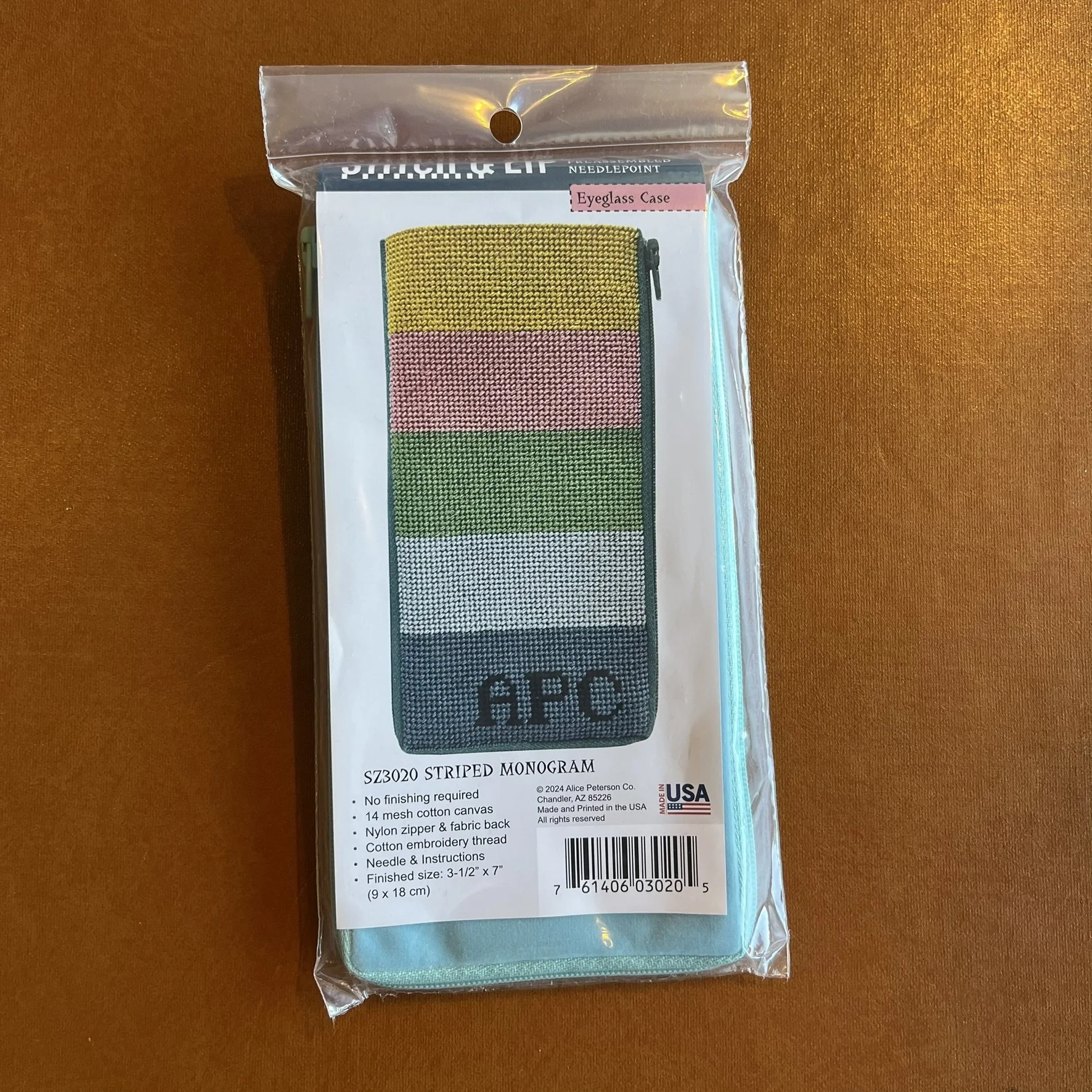 NEEDLEPOINT KIT FOR EYEGLASS CASE - Striped Monogram