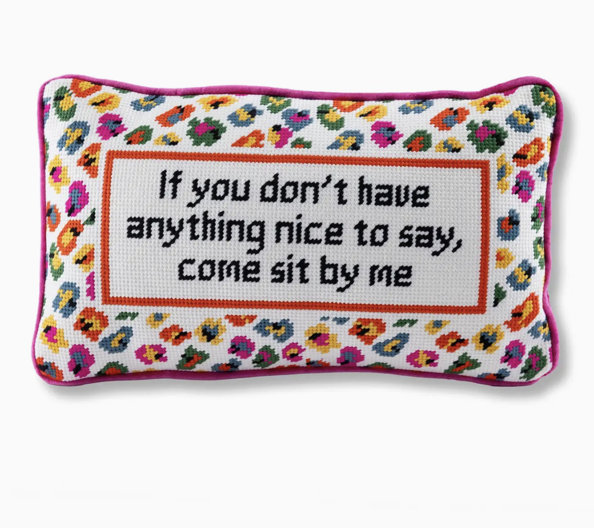 Come Sit By Me Needlepoint Pillow