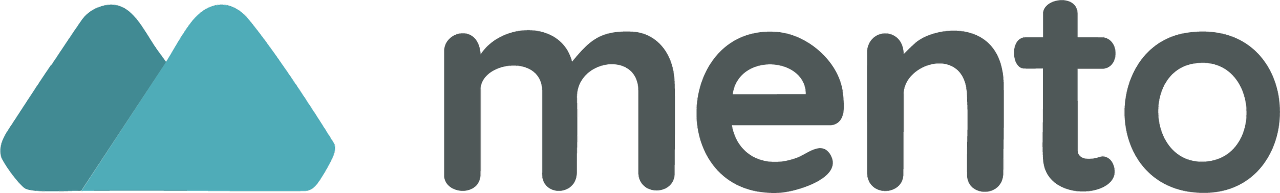 Logo de Mento con icono de dos montañas azules.