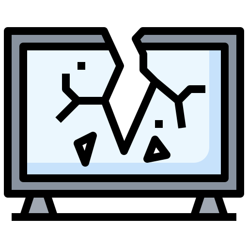 Computer screen with broken document icon indicating error or crash.