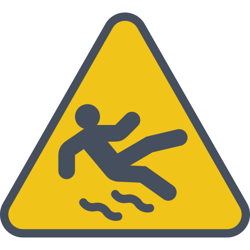 Warning sign with a falling person symbol