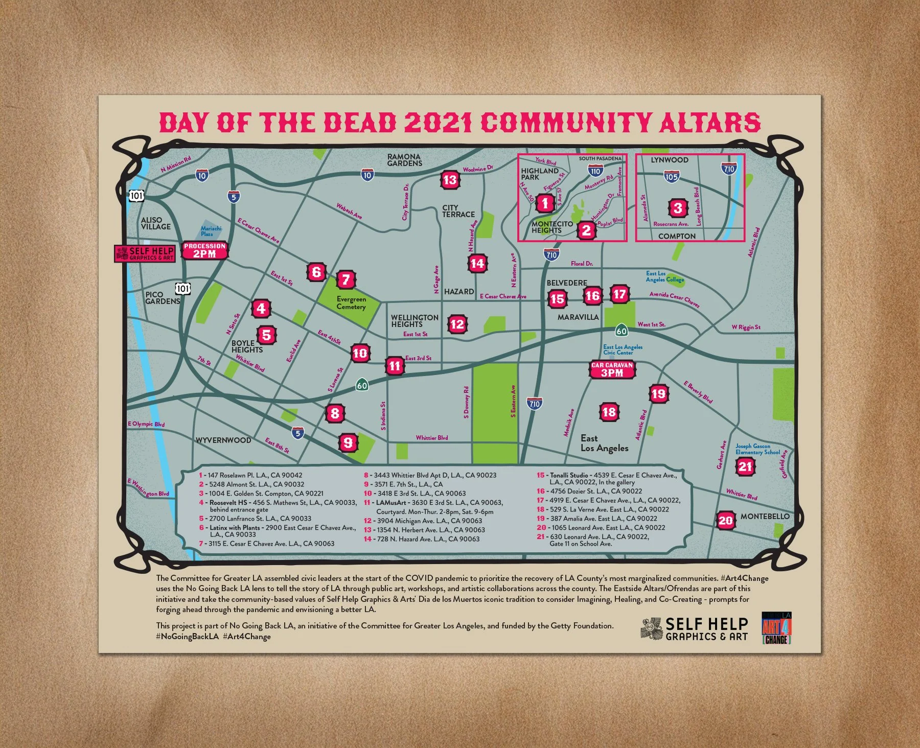 Wayfinding map for Self Help Graphics