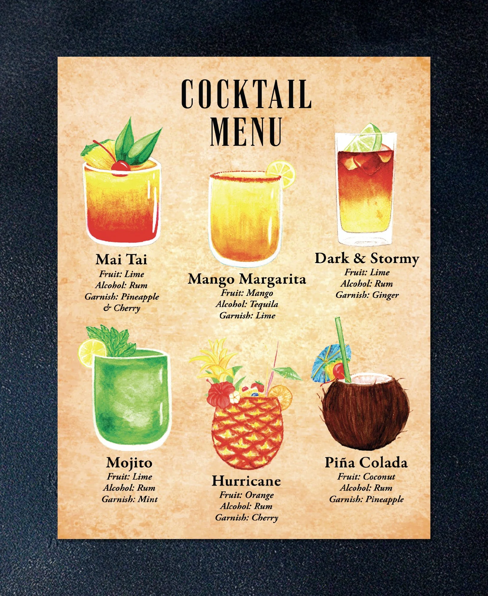 On camera menu for Crime Scene Kitchen