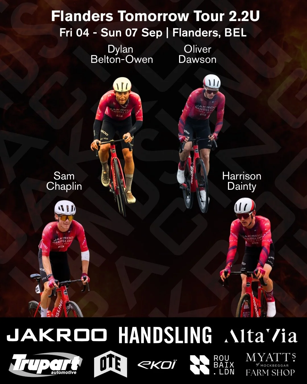 One last UCI for 2026 🇧🇪

We round out our international season at the Flanders Tomorrow Tour (2.2U) - four hard days of racing against some of Europe&rsquo;s best young riders.

Our line-up:

@dylanbeltonowen 
@dawson_oliver68 
@sam_chaplin05 
@ha