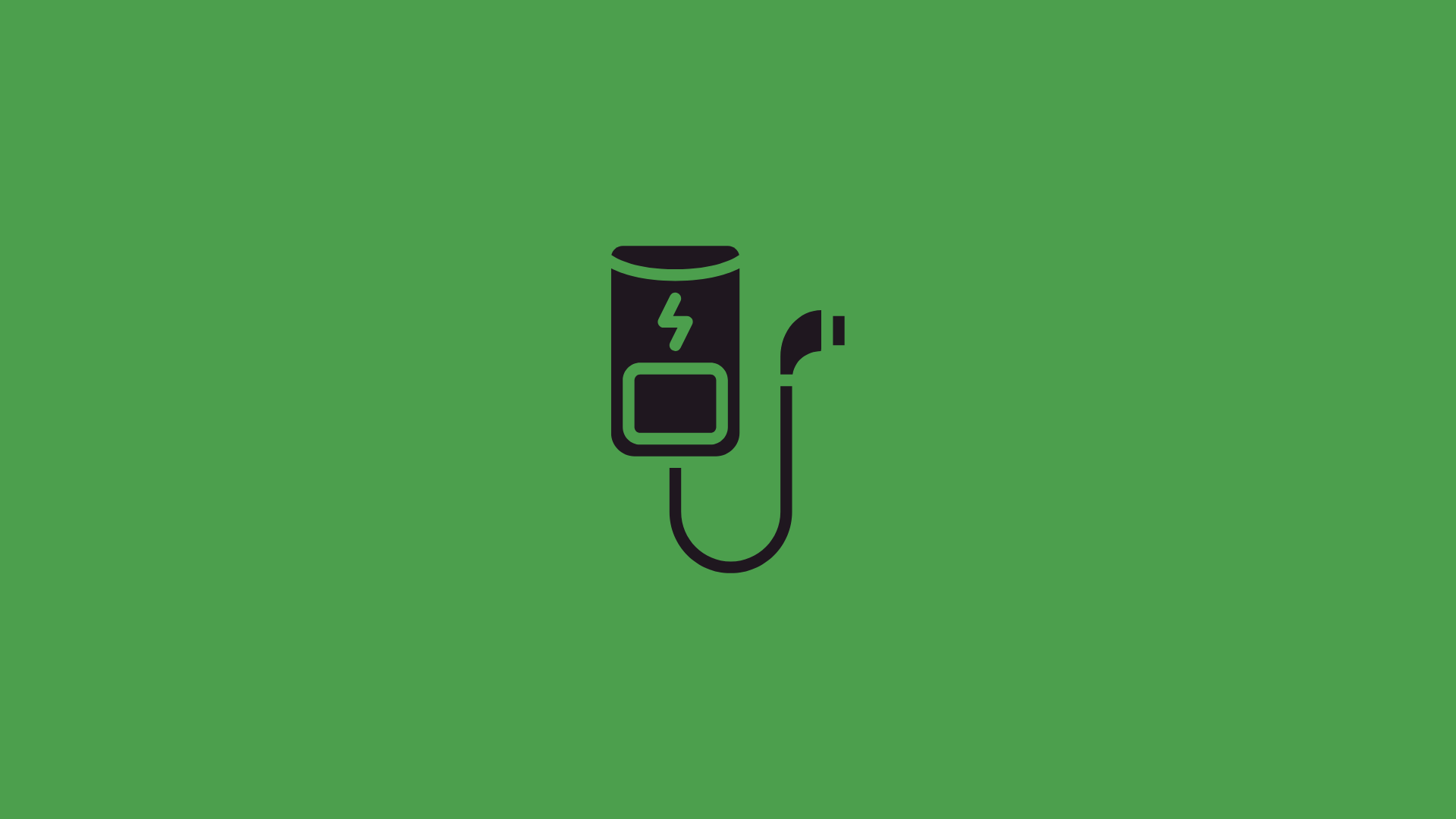 Icon of a portable electric vehicle charger with a green background.
