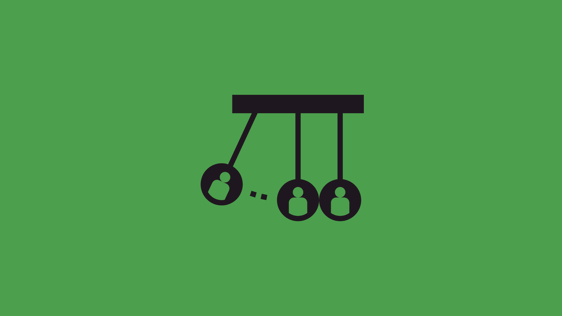 Silhouette of newton's cradle depicting initiaive and cause and effect.