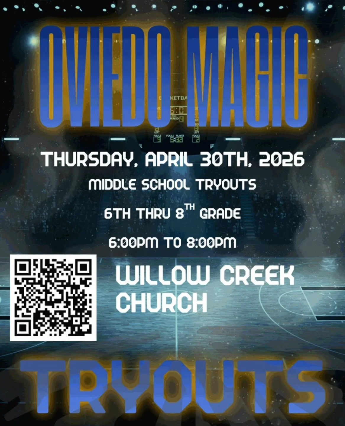 Ovideo Magic is excited to announce its upcoming middle school basketball tryouts. Tryouts will be at Willow Creek on Thursday, April 30th, 2026. This is an opportunity for your student-athletes to compete in AAU skilled tournaments. We welcome your 