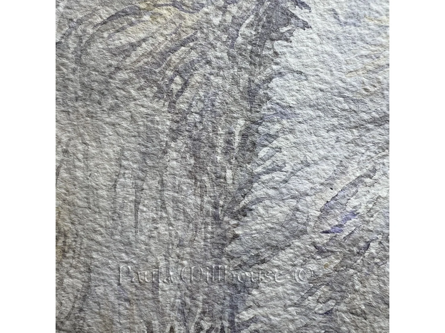 Original Watercolor painting of a polar bear under the full moon, northern lights, and starry sky. A snowscape.