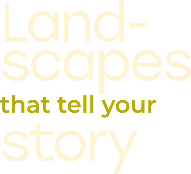 Text reading 'Landscapes that tell your story' on a black background with varying font sizes and colors.